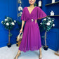 Nancy Cape Detailed Midi Dress Berry