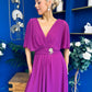 Nancy Cape Detailed Midi Dress Berry