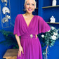 Nancy Cape Detailed Midi Dress Berry