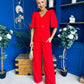 Clodagh Detailed Top And Trouser Set Red