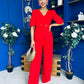 Clodagh Detailed Top And Trouser Set Red