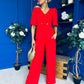 Clodagh Detailed Top And Trouser Set Red