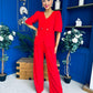 Clodagh Detailed Top And Trouser Set Red