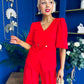 Clodagh Detailed Top And Trouser Set Red