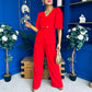 Clodagh Detailed Top And Trouser Set Red