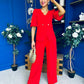 Clodagh Detailed Top And Trouser Set Red
