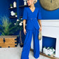 Clodagh Detailed Top And Trouser Set Cobalt