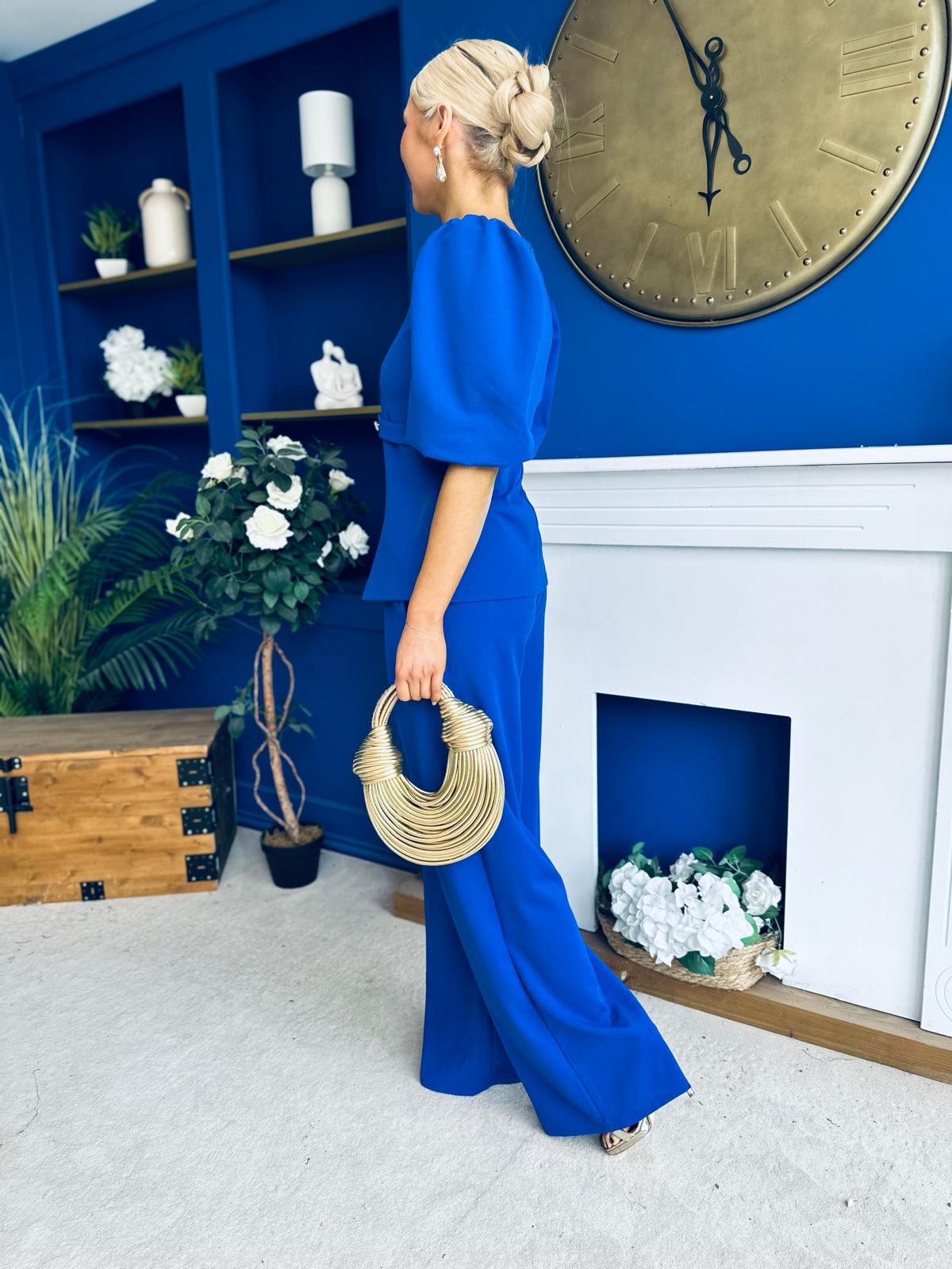 Clodagh Detailed Top And Trouser Set Cobalt