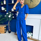 Clodagh Detailed Top And Trouser Set Cobalt
