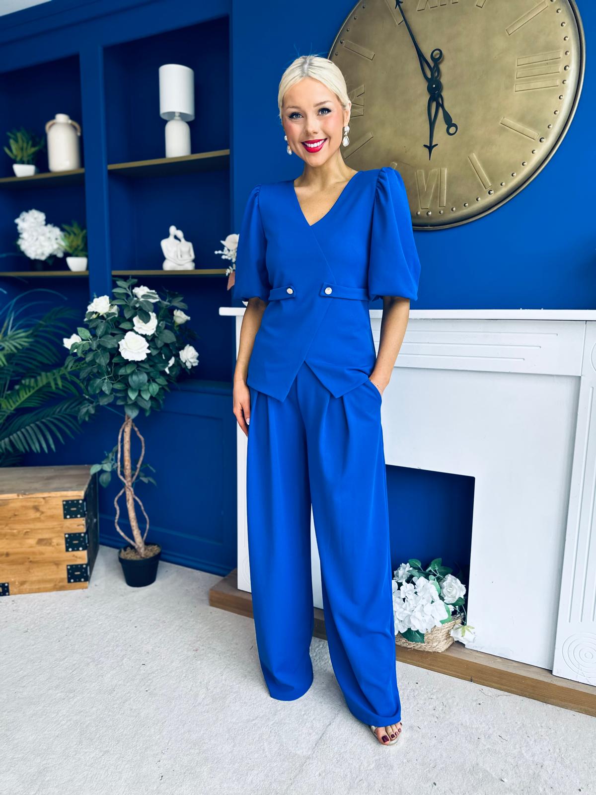 Clodagh Detailed Top And Trouser Set Cobalt