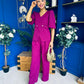 Clodagh Detailed Top And Trouser Set Berry