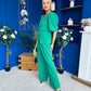 Clodagh Detailed Top And Trouser Set Emerald