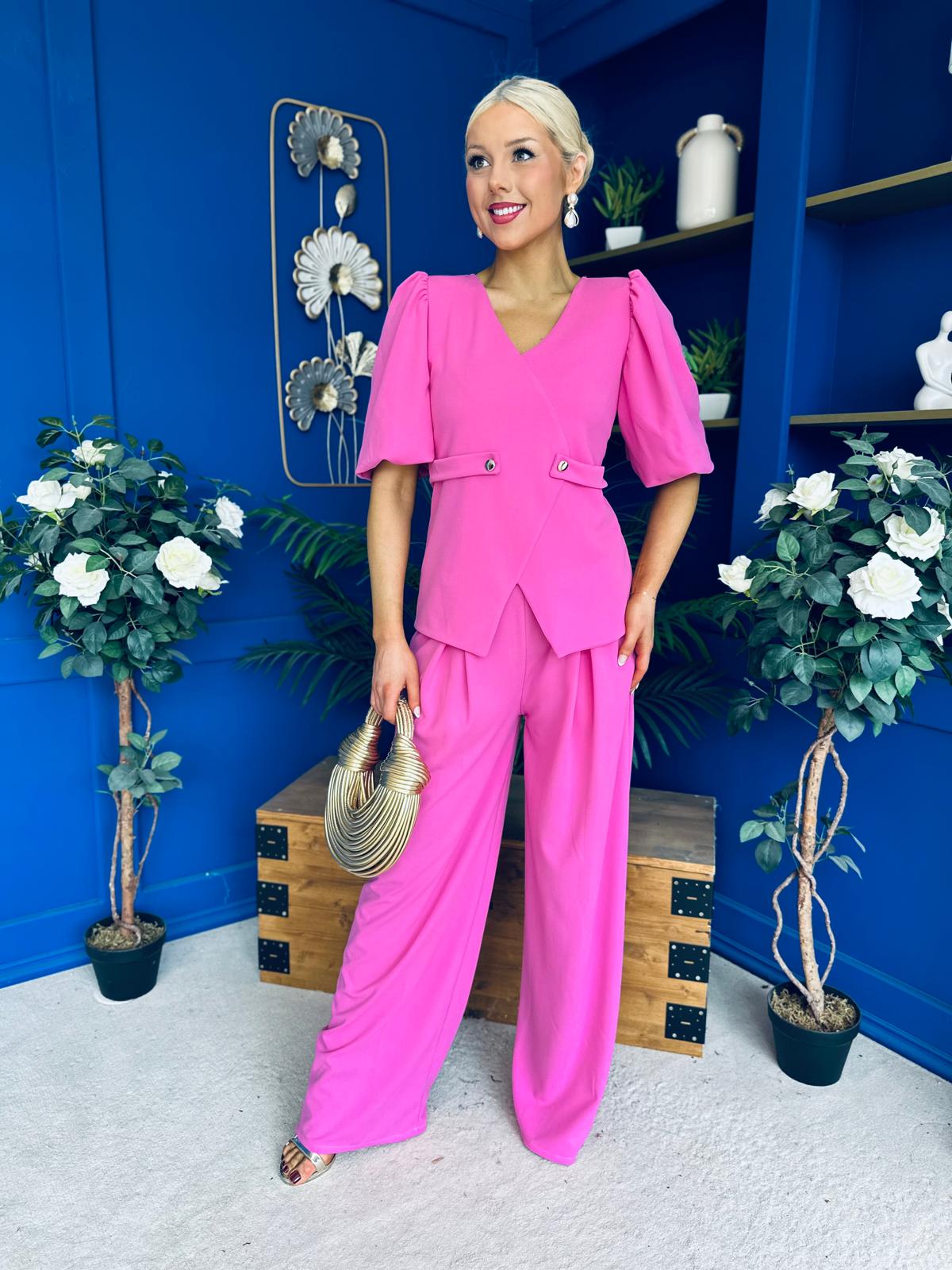 Clodagh Detailed Top And Trouser Set Pink