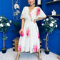 Julia Cape Detailed Midi Dress Floral Mint