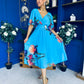 Julia Cape Detailed Midi Dress Floral Blue