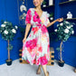 Julia Cape Detailed Midi Dress Green Floral