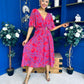 Julia Cape Detailed Midi Dress Floral Purple