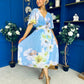 Julia Cape Detailed Midi Dress Floral Sky