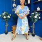 Julia Cape Detailed Midi Dress Floral Sky