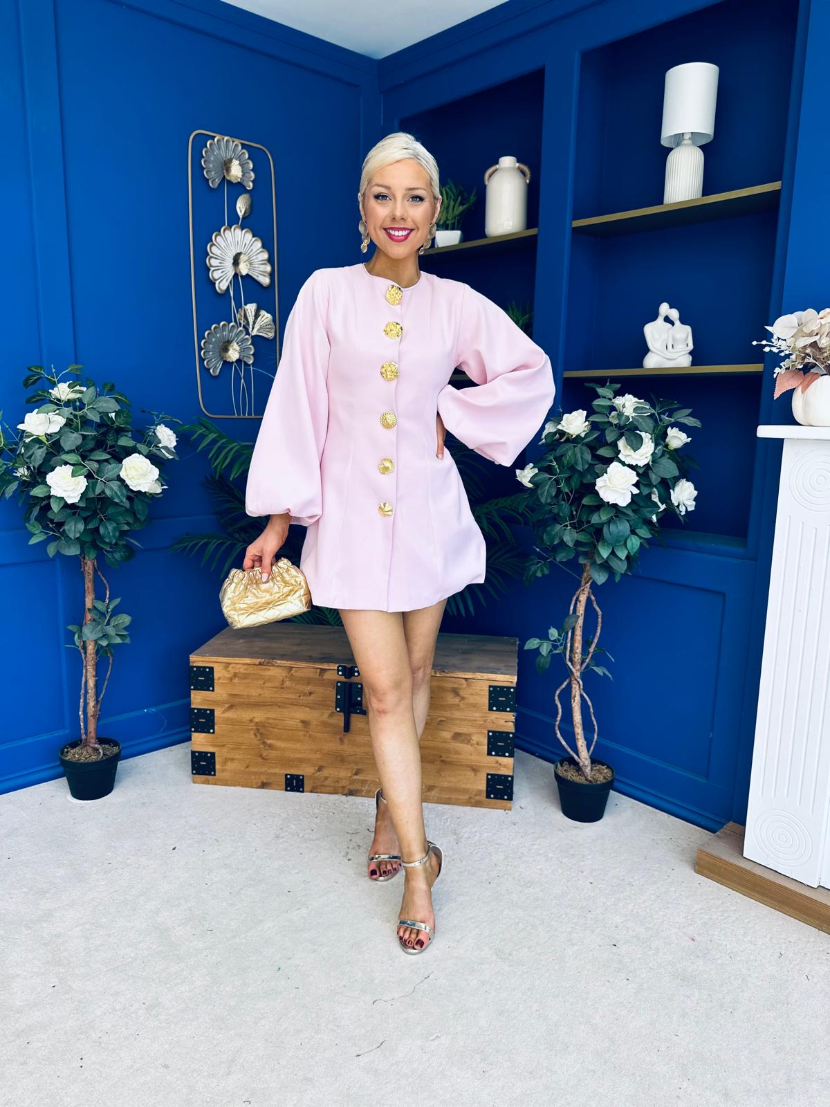 Delilah Bell Sleeve Occasion Mini Dress Pink