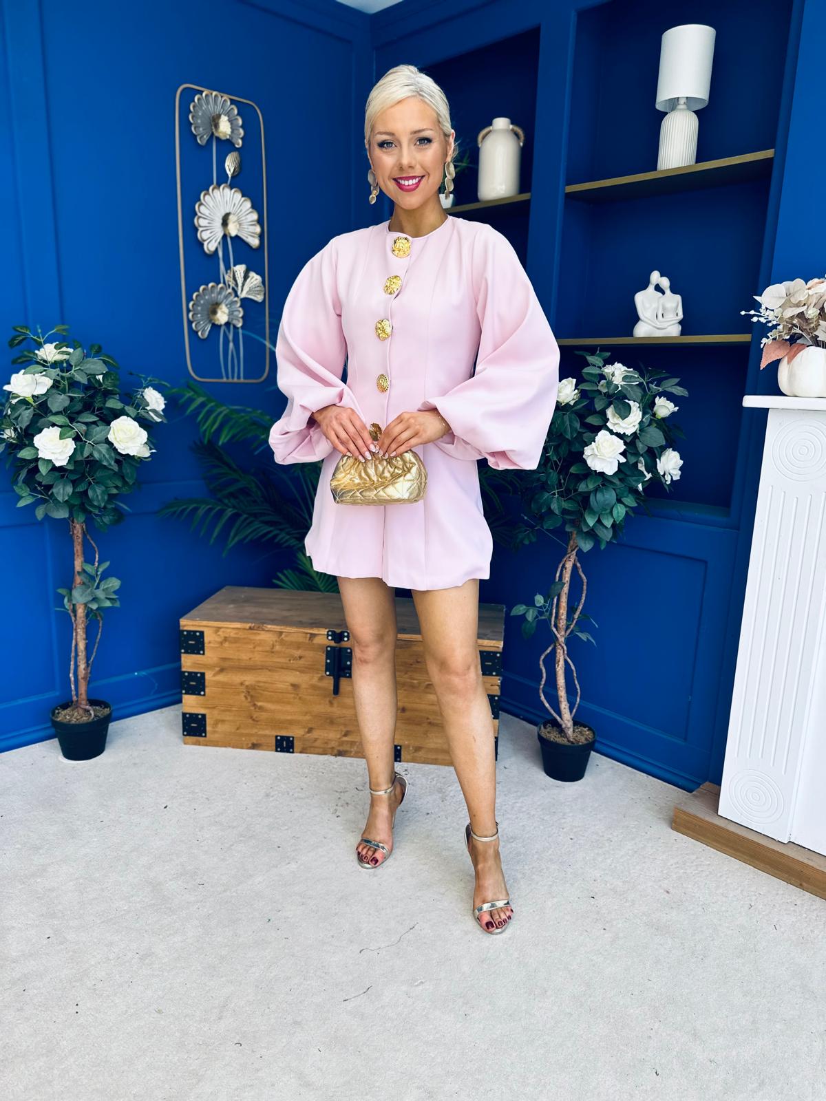 Delilah Bell Sleeve Occasion Mini Dress Pink