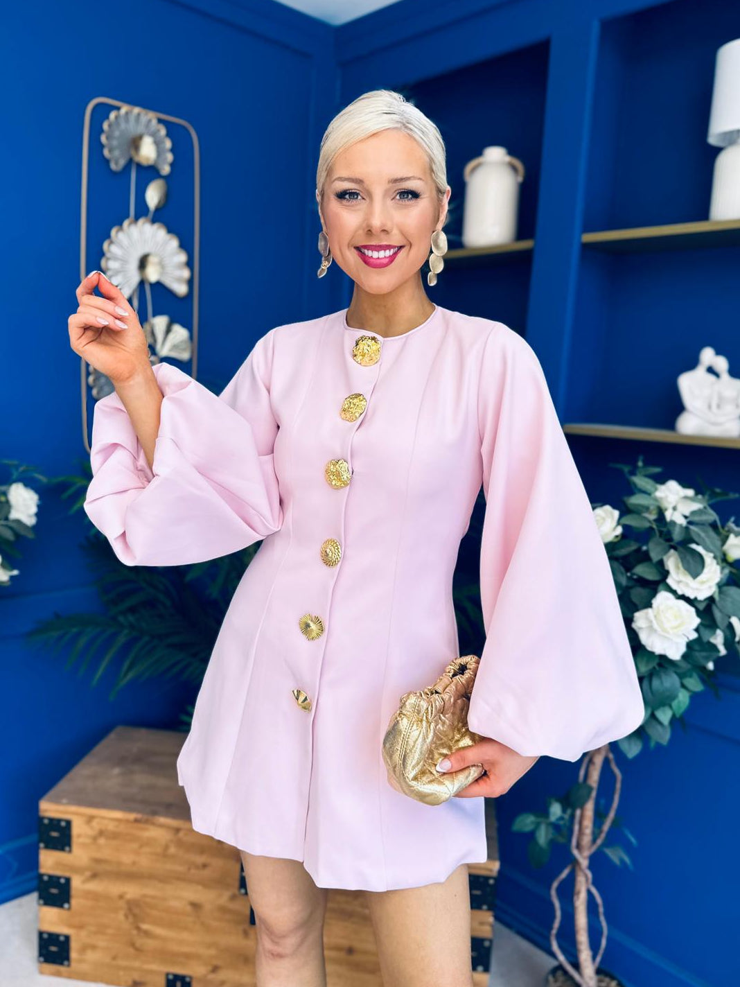 Delilah Bell Sleeve Occasion Mini Dress Pink