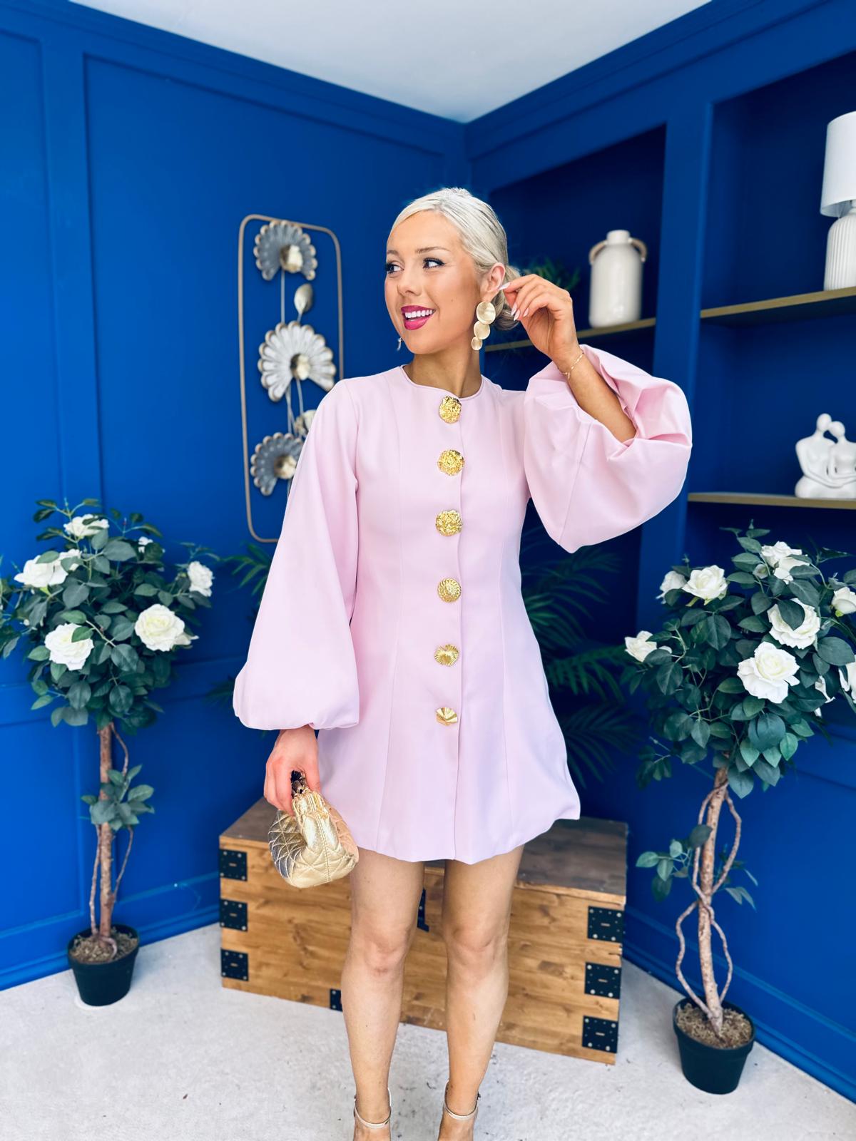 Delilah Bell Sleeve Occasion Mini Dress Pink