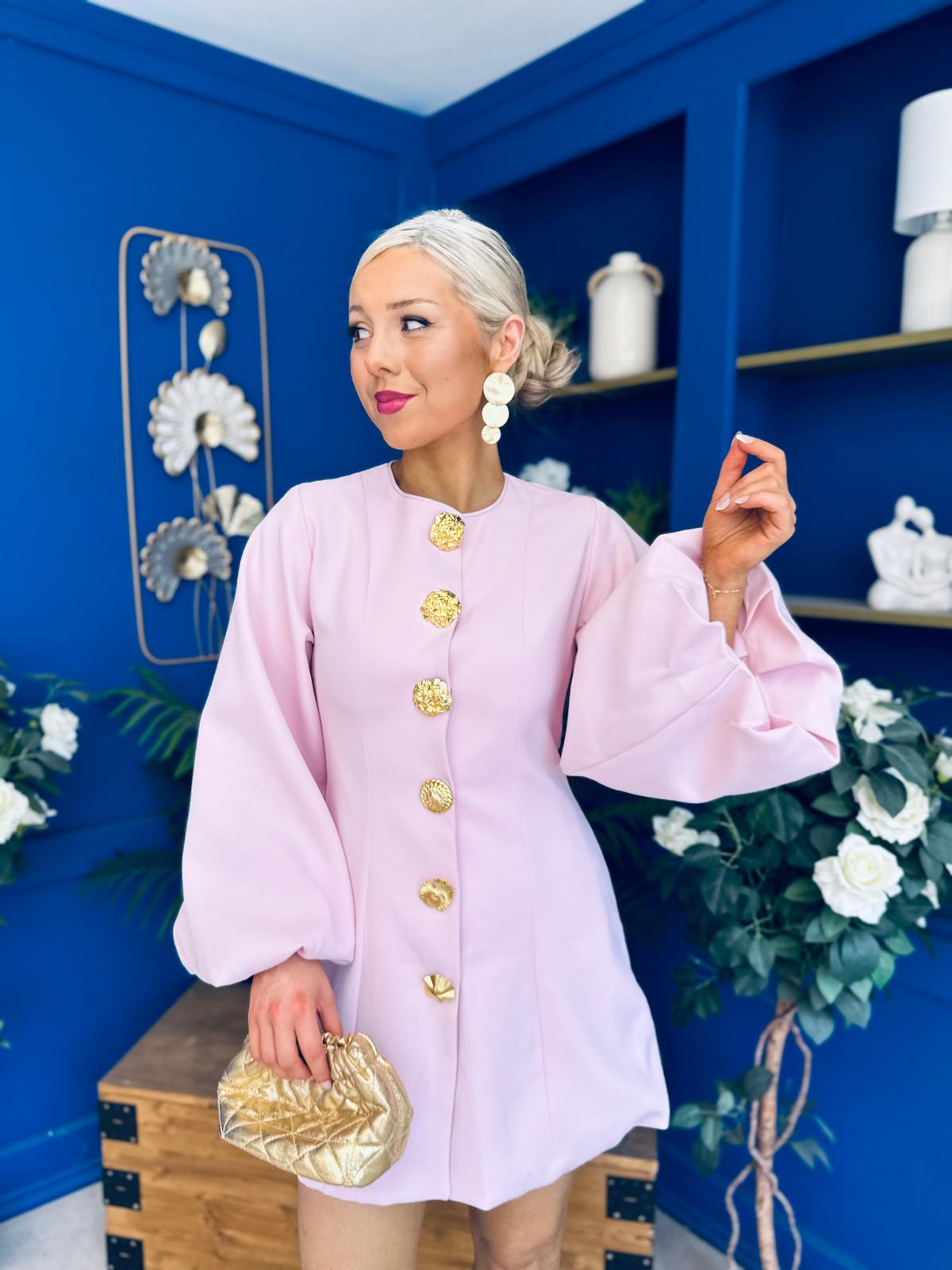 Delilah Bell Sleeve Occasion Mini Dress Pink