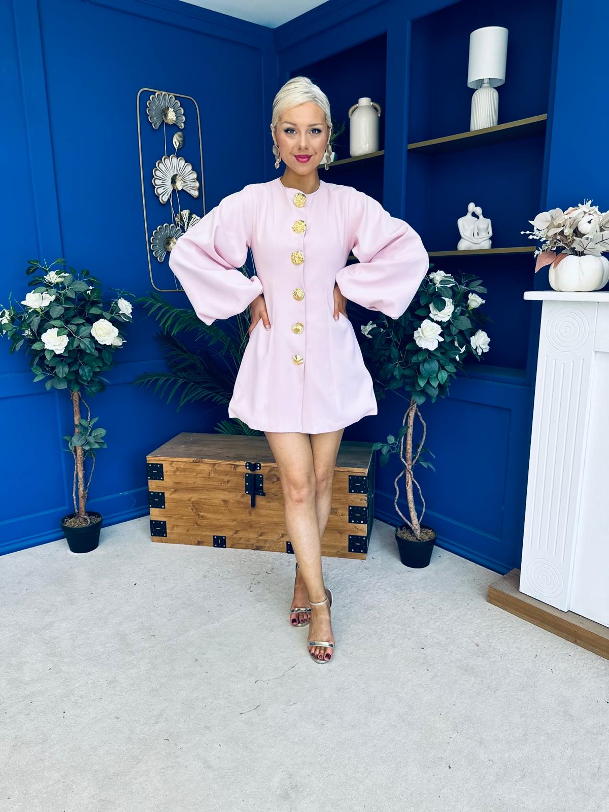 Delilah Bell Sleeve Occasion Mini Dress Pink
