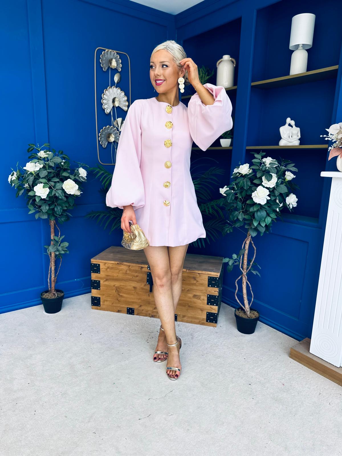 Delilah Bell Sleeve Occasion Mini Dress Pink