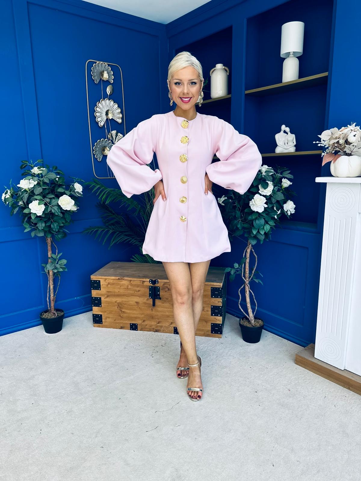 Delilah Bell Sleeve Occasion Mini Dress Pink