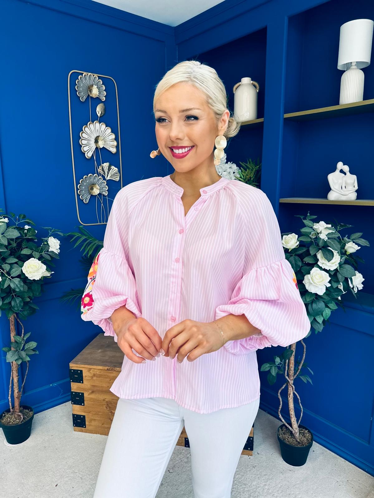 Fina Crochet Detail Blouse Pink