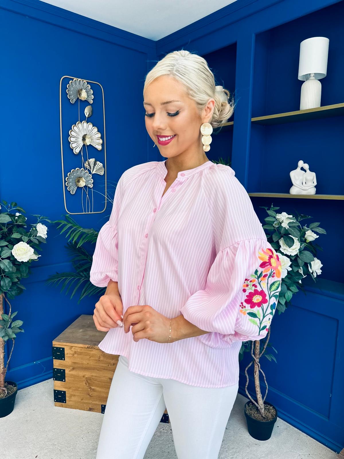 Fina Crochet Detail Blouse Pink