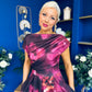 Breffy Asymmetric Neckline Skater Midi Floral Plum