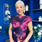 Breffy Asymmetric Neckline Skater Midi Floral Plum