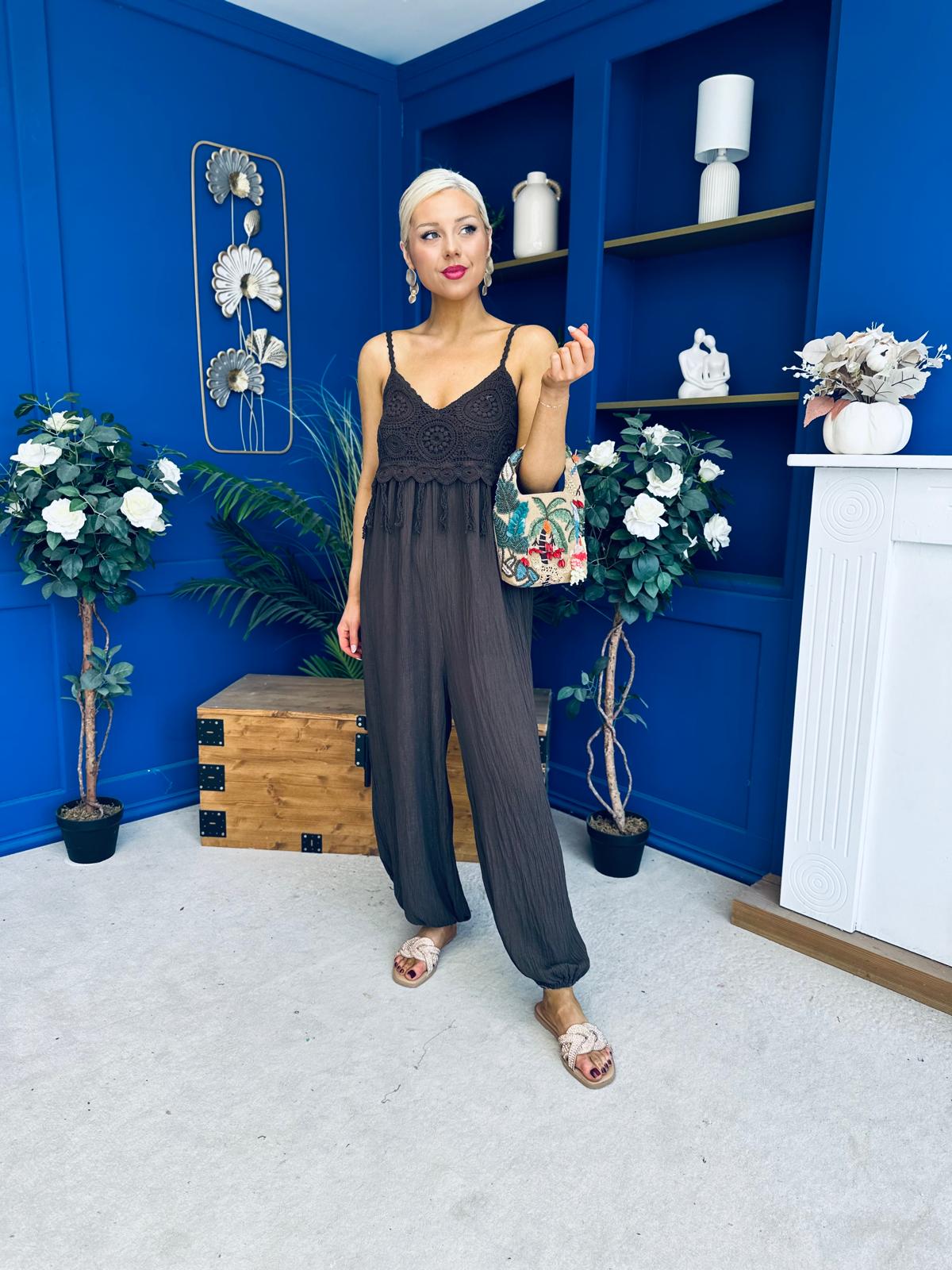 Alana Crochet Detail Strappy Jumpsuit Coco