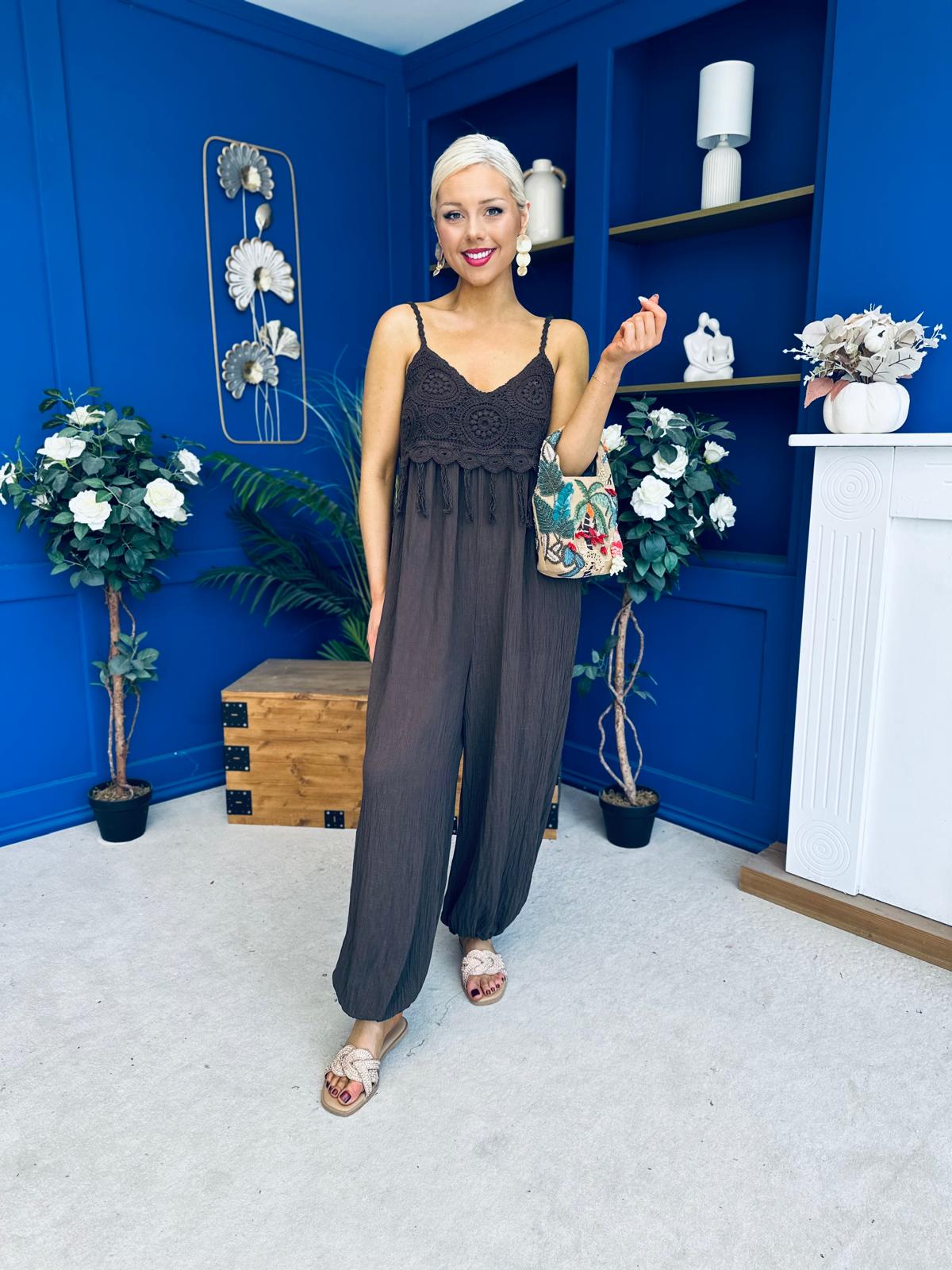 Alana Crochet Detail Strappy Jumpsuit Coco