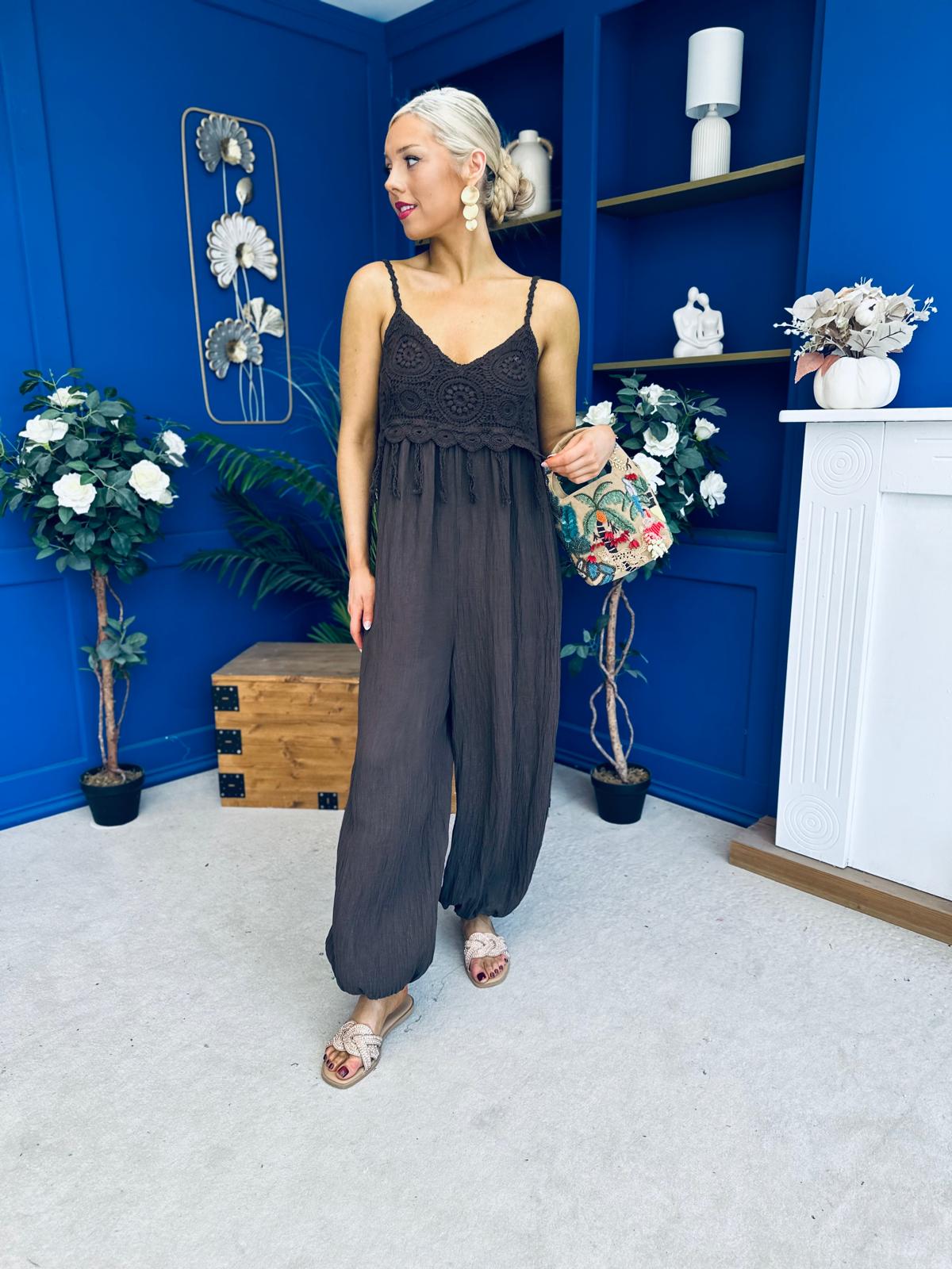 Alana Crochet Detail Strappy Jumpsuit Coco