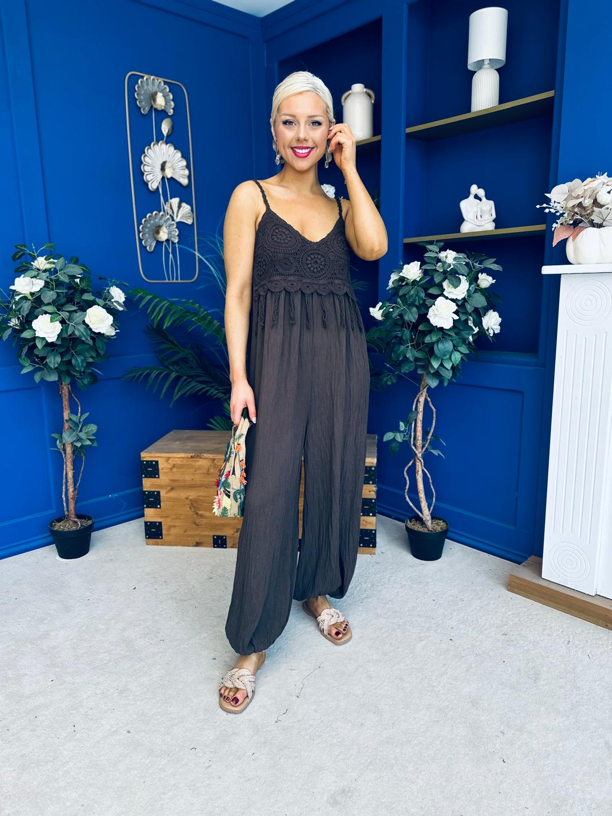 Alana Crochet Detail Strappy Jumpsuit Coco