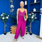 Alana Crochet Detail Strappy Jumpsuit Berry