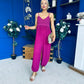 Alana Crochet Detail Strappy Jumpsuit Berry