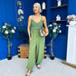 Alana Crochet Detail Strappy Jumpsuit Green