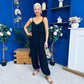 Alana Crochet Detail Strappy Jumpsuit Black
