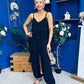 Alana Crochet Detail Strappy Jumpsuit Black