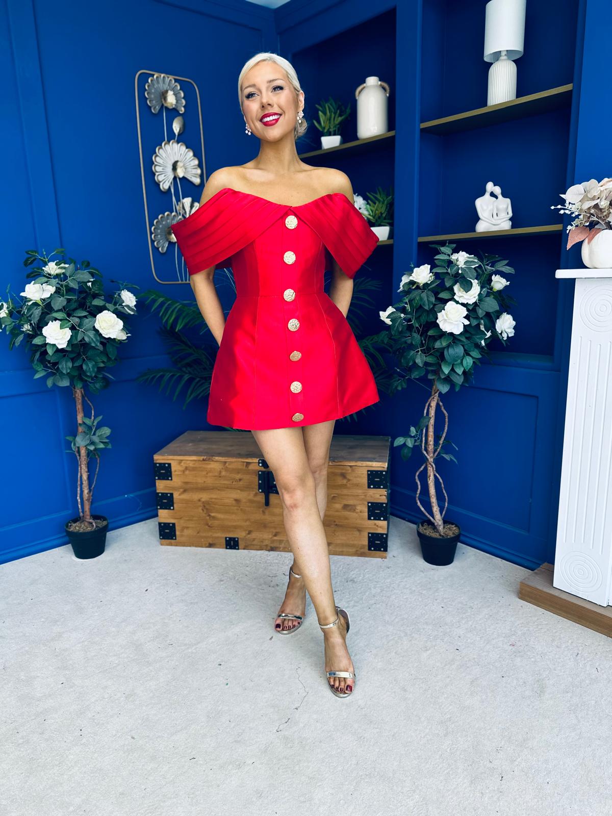 Kayla Bandeau Occasion Mini Dress Red