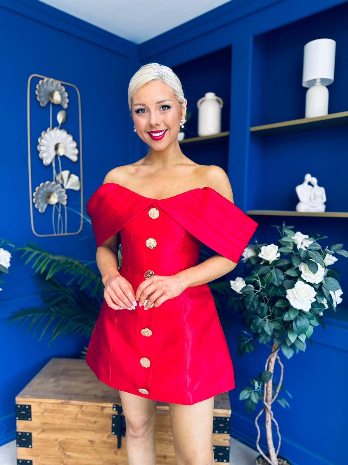 Kayla Bandeau Occasion Mini Dress Red