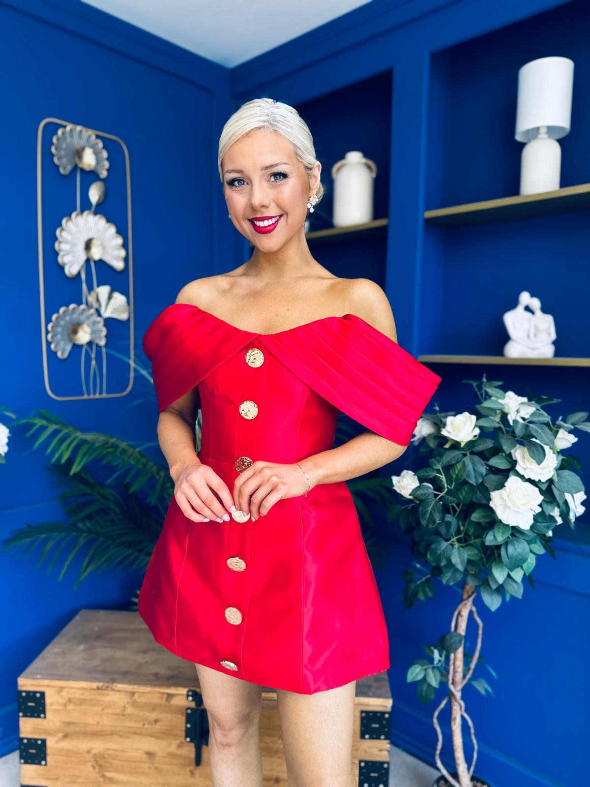 Kayla Bandeau Occasion Mini Dress Red