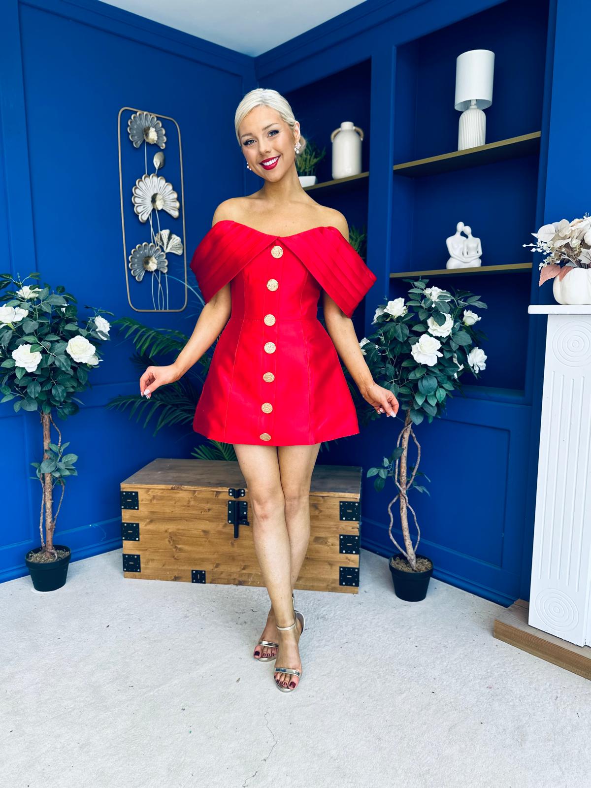 Kayla Bandeau Occasion Mini Dress Red