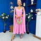 Imelda Cape Detail Occasion Midi Dress Pwr Pink