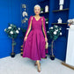 Imelda Cape Detail Occasion Midi Dress Berry